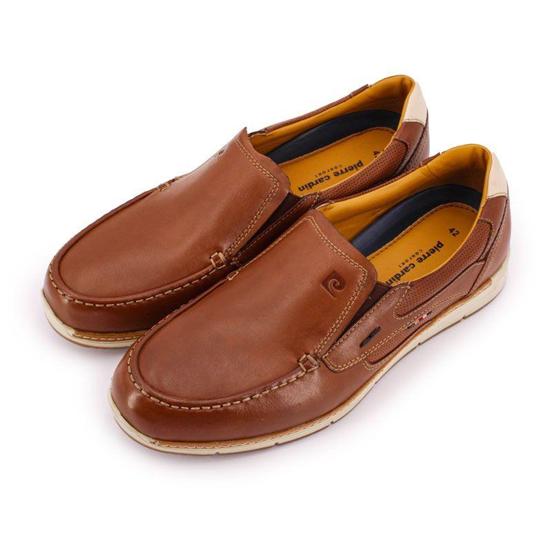 Лоферы из гладкой кожи коньячного цвета на морфологической подошве Мужское PIERRE CARDIN