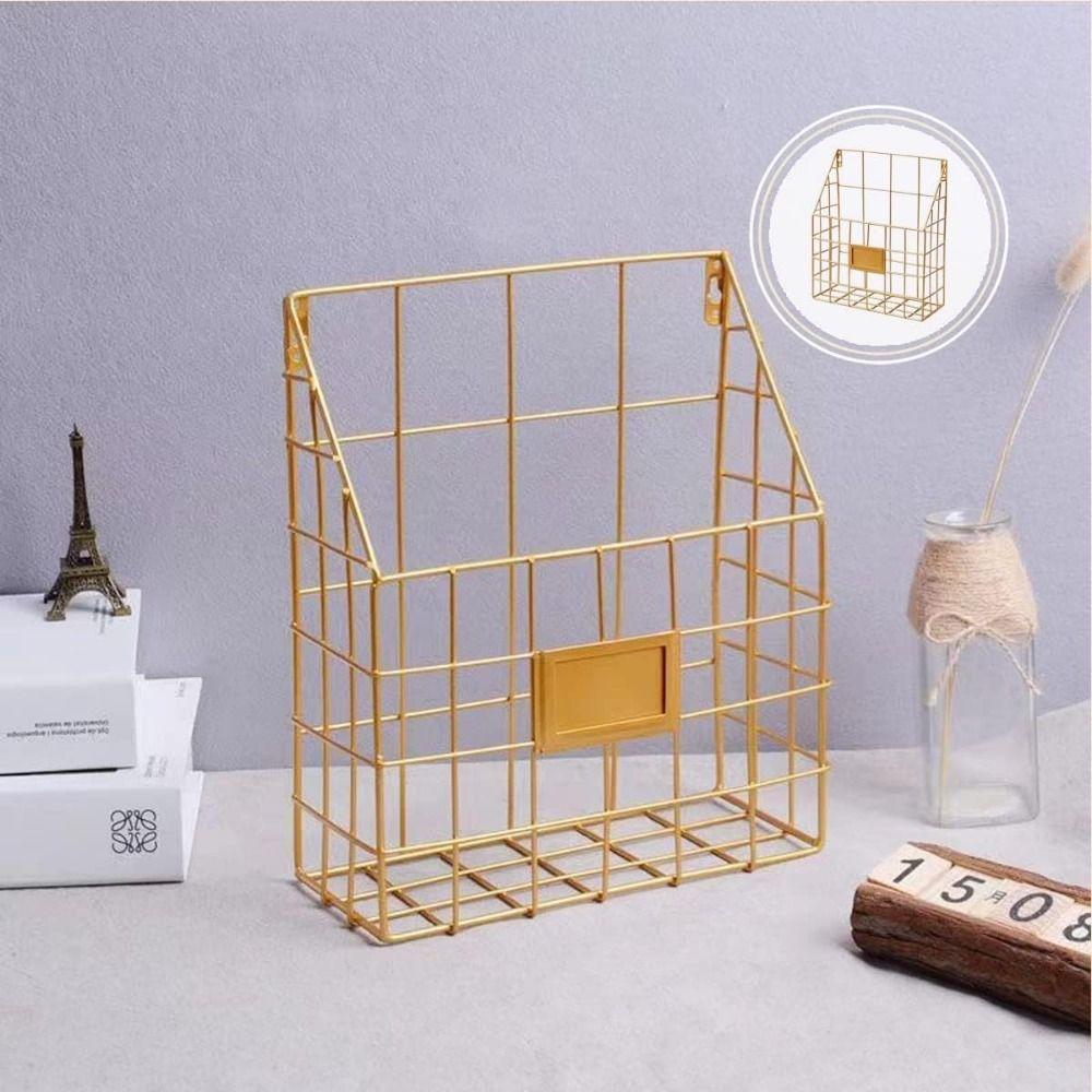 Metal Mesh Magazine File Holder Easy To Install Foyer Storage Shelf Hanging Document Rack  Office