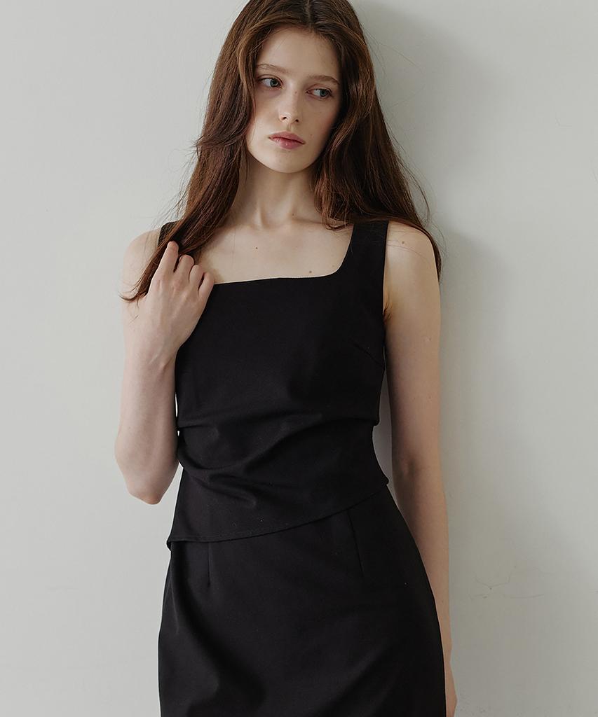 MAKE A TOAST Contour Square Long Dress (Black) Mbffop002Bk
