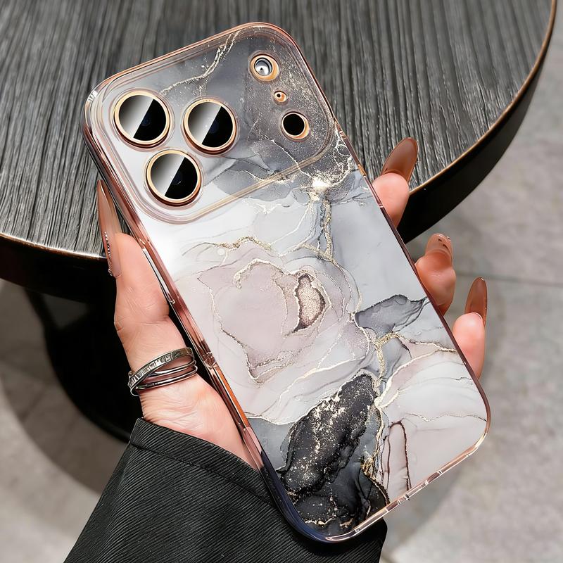 Чехол для iPhone 17 Pro Max Чехол iPhone 16 Pro Max 15 14 13 11 17E 16E Фиолетовый Мраморный Рисунок Ударопрочный Прозрачный Мягкий ТПУ Силиконовый Чехол