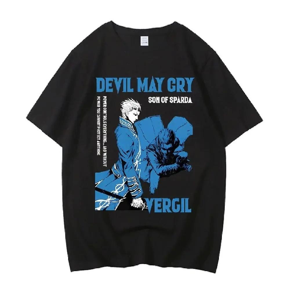2025 Devil May Cry Графические футболки Модные Винтажные футболки с коротким рукавом Унисекс Повседневные Хлопковые футболки с принтом Streetwear1