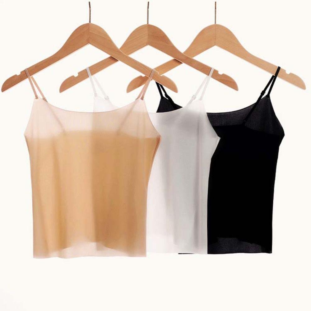 Bralette Crop Tops Ice Silk Traceless Sling Thin Sleeveless Camisole Strap Skinny Vest Tops Female