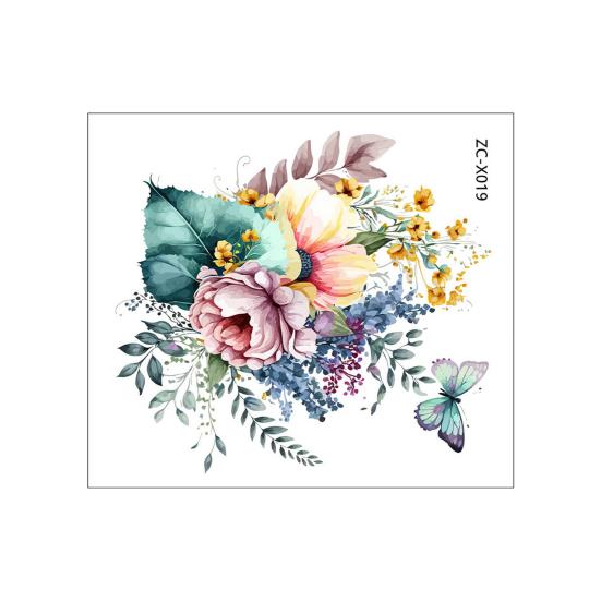 Toilet Sticker Floral Pattern Toilet Lid Sticker Self-Adhesive Bathroom Decal Home Restroom Decor KTY