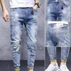 Korean Style Men's Elastic Slim Fit Nine-Point Jeans - Casual All-Match Pants