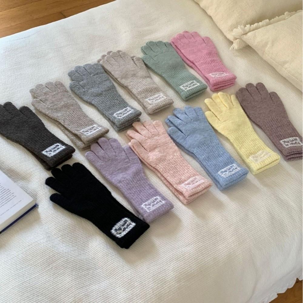 Thicken Winter Gloves Warm Five Finger Gloves Korean Style Touch Screen Gloves Women