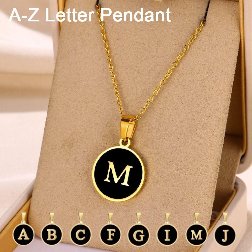 6Pcs DIY Letter Pendant Y2K Jewelry Making Charm Round Stainless Steel Pendant  Jewelry Accessories