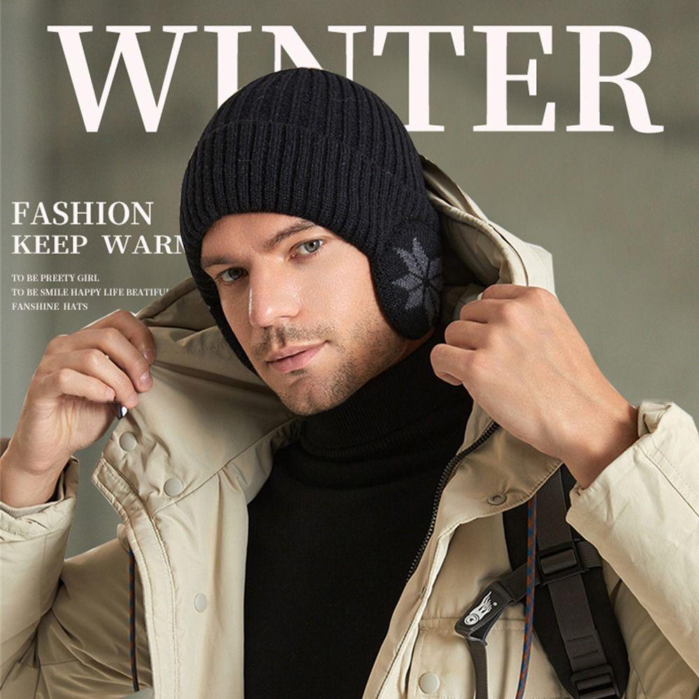 Soft Plush Knitted Hat Thickened Ski Beanie Hat Fashion Plain Hats  Sports