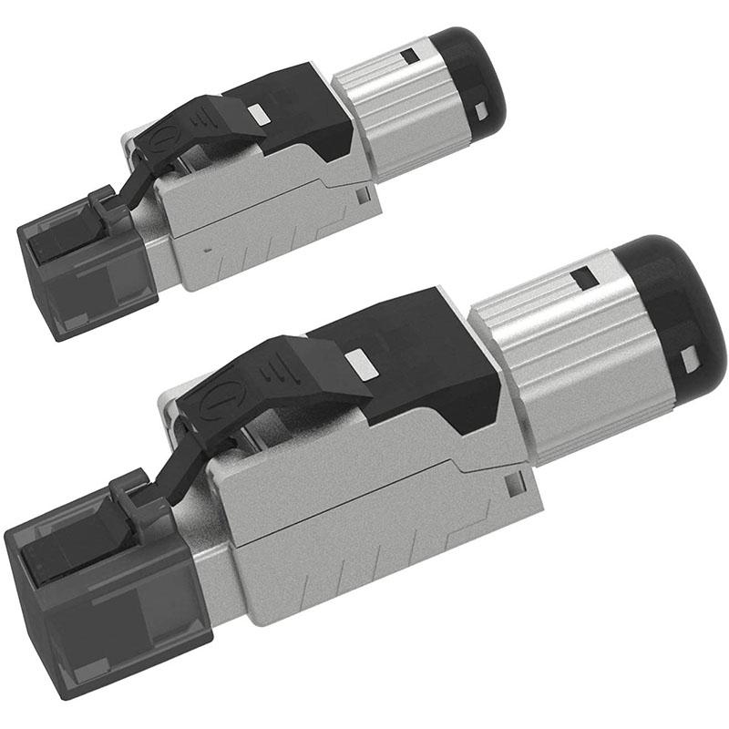 2 шт. разъемы RJ45 CAT6 CAT6A Cat7 CAT8 CAT 8, безинструментальные, цинковый сплав, экранированные 40G Ethernet, оконечные заглушки для кабелей SFTP 23AWG