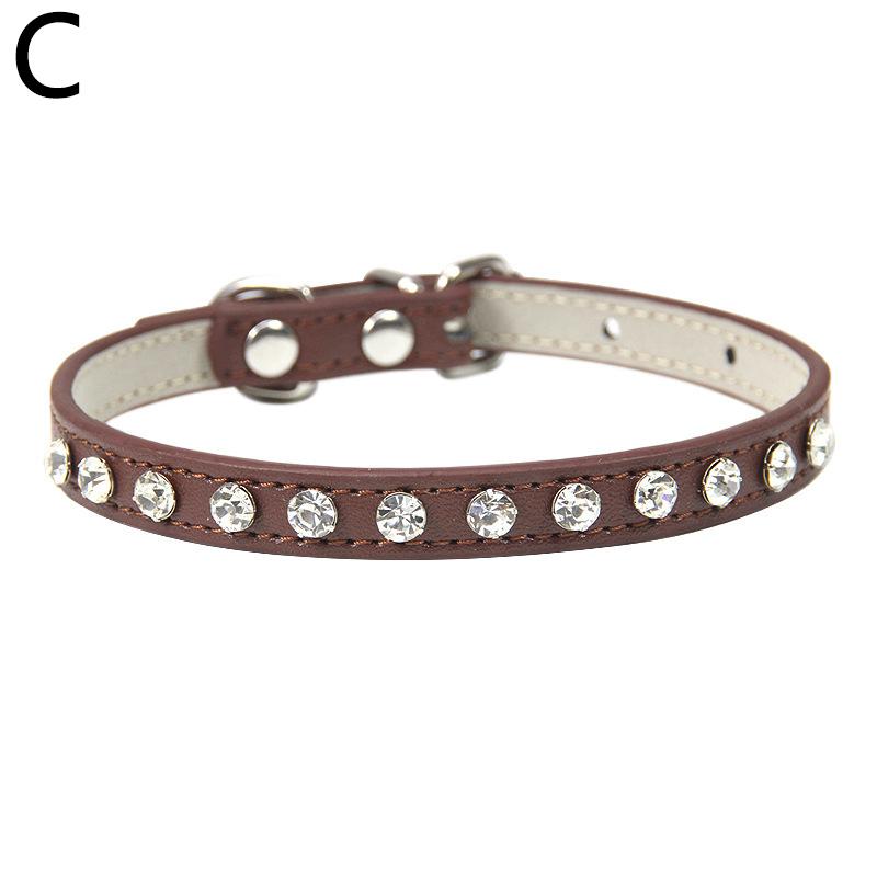 Регулируемый кошачий ошейник для домашних животных, ожерелье со стразами для маленьких щенков, кожаные креативные аксессуары для домашних животных
