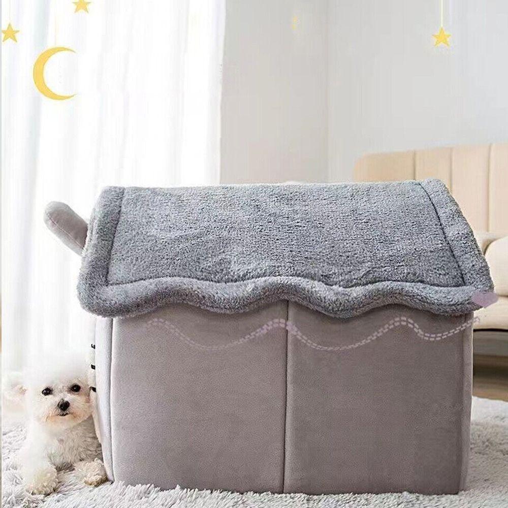 Gray Warm House Closed Kitten Pet Bed Puppy Nest Cat Bed Cat Kennel