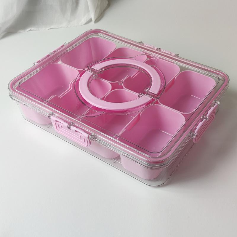 Eight-Compartment Transparent Food-Grade Storage Box for Salads and Spices