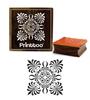 Printtoo Floral Damask Pattern Square Brown Wooden Rubber Card Making Stamps-2 X 2
