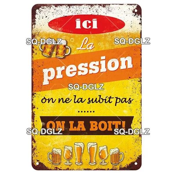 SQ-DGLZ Vintage Metal Sign French Beer Bar Tin Sign Shop Plate Home Bar Door Wall Decor Sticker Decoration Plaque Poster Gift