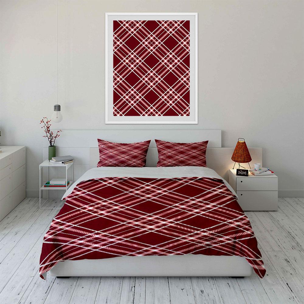 Red plaid crisscross pattern. Bedding sets Duvet cover sets Duvet covers Pillowcases(1 * Duvet Cover 2 * Pillowcases without duvet insert)