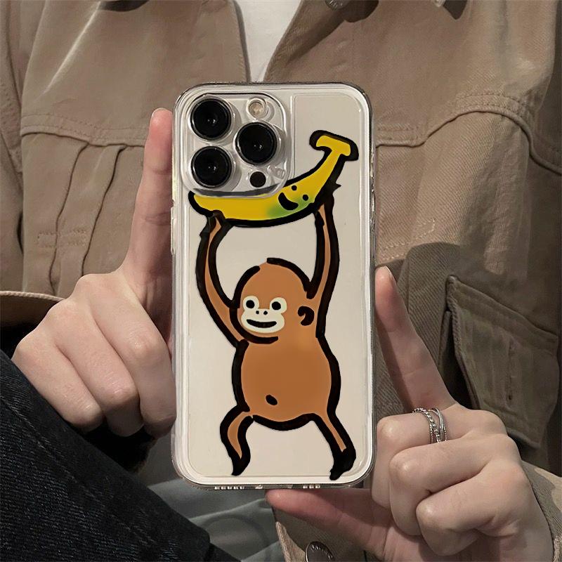 Роскошный забавный мультяшный чехол-обезьянка для iPhone 16 15 14 13 12 11 Mini Pro Max X XR XSMax 7 8 Plus SE20 Прозрачный чехол