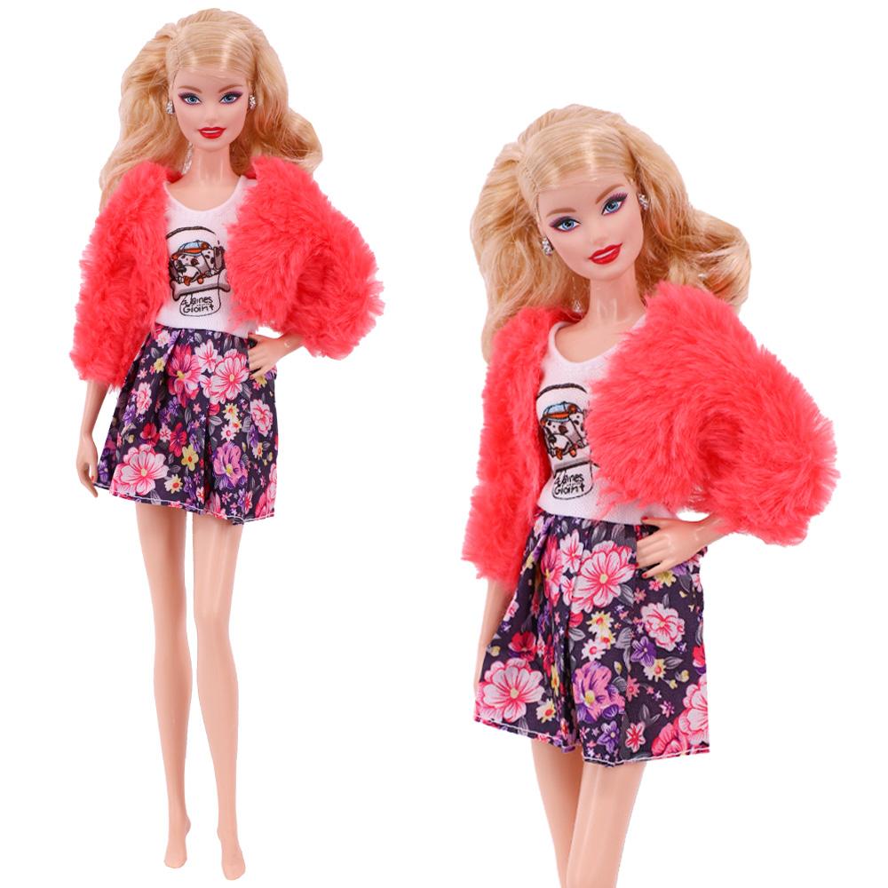 Плюшевый жилет + платье для куклы Барби 30 см, одежда, аксессуары, 1/6 BJD, игрушки для девочек, подарок на день рождения