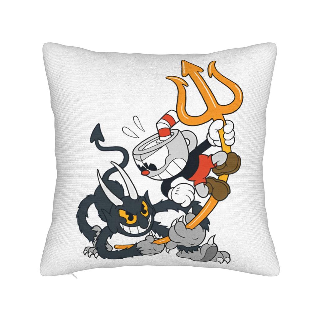 Cupheads And Mugmans Cartoon Pillowcase Doublesided Printing Cushion Cover Decor Throw Pillow Case Cover Sofa Zipper