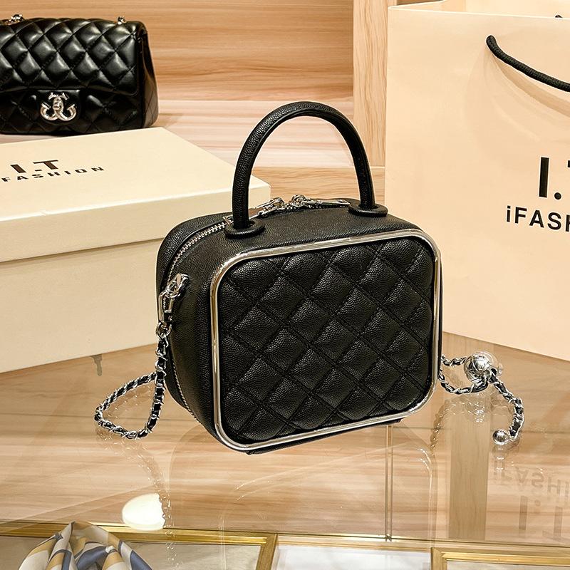 Женская сумка с вышитым нитками в ромбовидную клетку, весенне-летняя, простая косметичка-коробка, одно плечо, цепочка через плечо, маленькая квадратная сумка