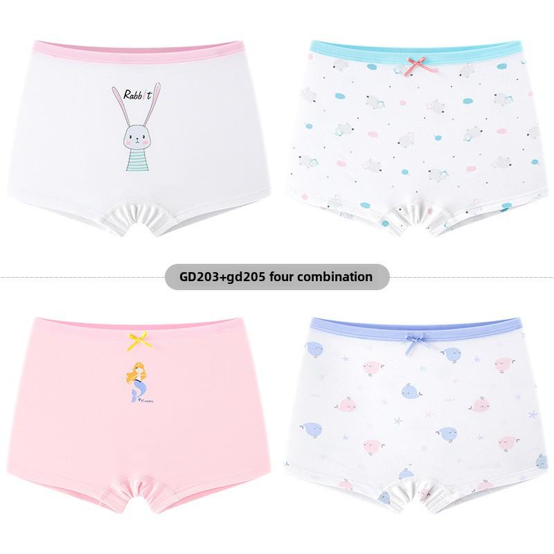 Детские антибактериальные трусы-боксеры с мультяшным рисунком, трусы из чистого хлопка для девочек - доступны в размерах S, M, L