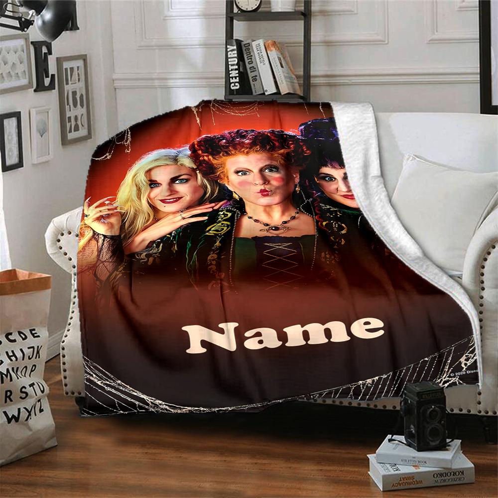 Custom Name Hocus Pocus Theme Printed Blanket - Perfect for Couch, Bed, Travel & Outdoor Use | Machine Washable, Cozy & Durable.