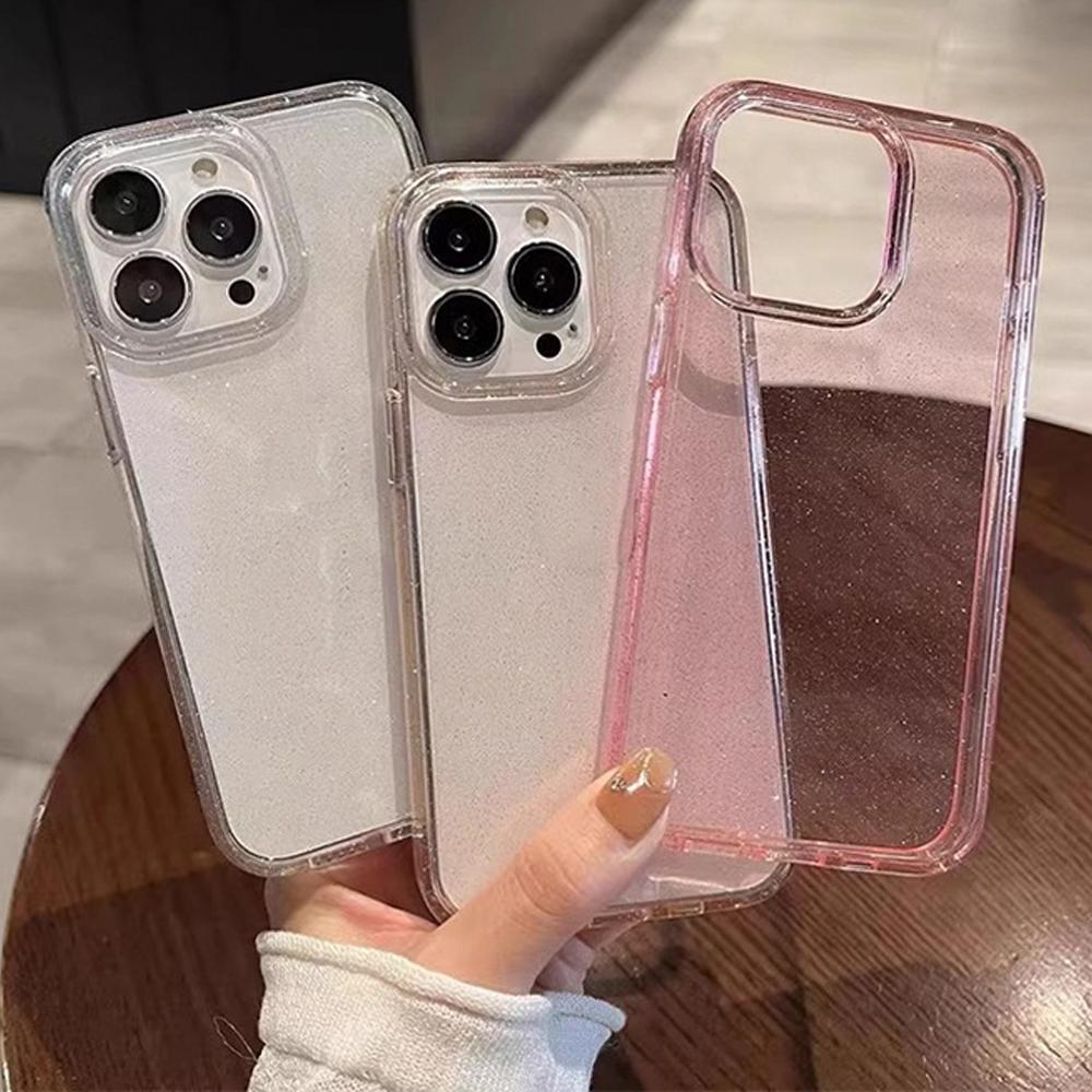 Блестящий прозрачный чехол для Iphone 17 Air 17E 16 16E 15 14 Plus 13 Pro Max 12 11 X Xs Max Xr 8 Se 2022 2020 Милый прозрачный чехол с блестками для телефона Аксессуары