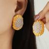 Серьги French Design Sense Oval Honeycomb, женские модные, легкие, роскошные, стильные, серьги-бусины, серьги-пуговицы из титановой стали с покрытием из настоящего золота