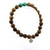 Stones and Minerals. Malachite Beads Bracelet from Congo + Wood 8 Mm. Made In France.