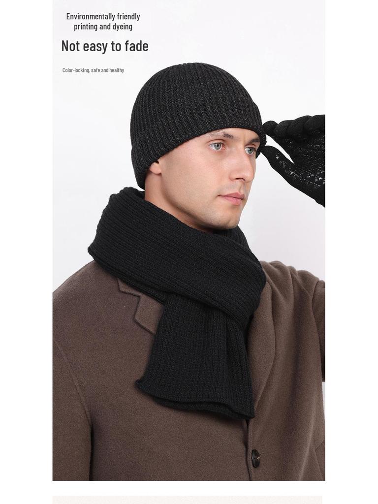 Мужская шерстяная шапка-бини для больших голов - Толстая, теплая, дышащая, влагоотводящая, идеально подходит для осени и зимы