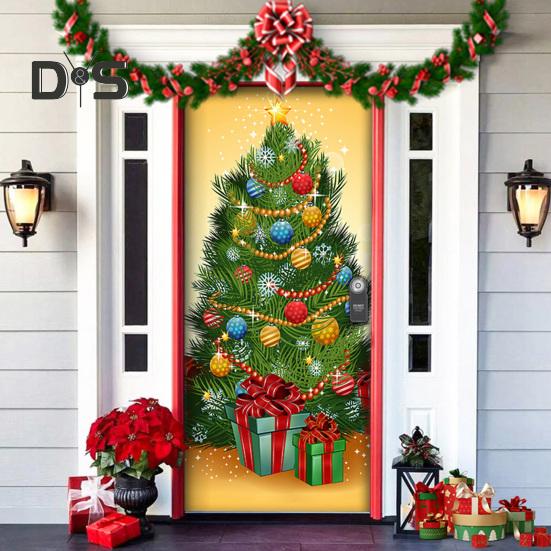 Рождественская накладка на дверь Санта-Клаус/Рождественская елка/Снеговик, подвесной баннер на дверь, декор для украшения входной двери
