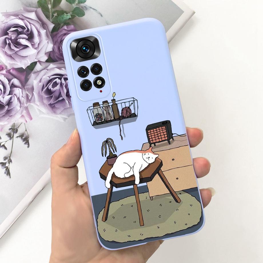 Для Xiaomi Redmi Note 11 4G Чехол Мягкий Жидкий Силикон Милый Кот Прекрасный Бампер Fundas Для Xiaomi Redmi Note 11 Pro Note11s 4G 5G