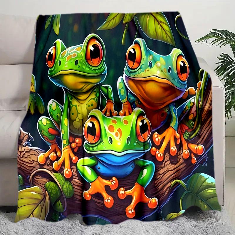 Frog Plush Blanket Suitable All Seasons Soft Comfortable Sofa Office Nap Travel Birthday Gift Christmas Present