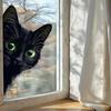 Мультяшный Черный Кот Статичная Наклейка на Окно Съемная Самоклеящаяся для Балкона Спальни Стекла Домашний Декор Искусство