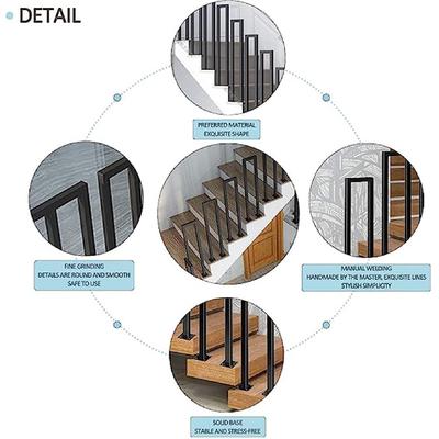 Перила U-образные черные кованые железные безопасные перила, переходные перила для наружных лестниц, опорная стойка для лестничного ограждения для сада, лофта