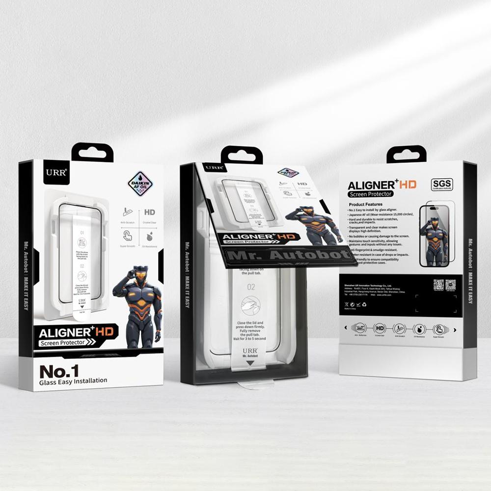 URR For iPhone 16 Pro Max Screen Protector Silk Printing Tempered Glass Clear Film Support Face ID