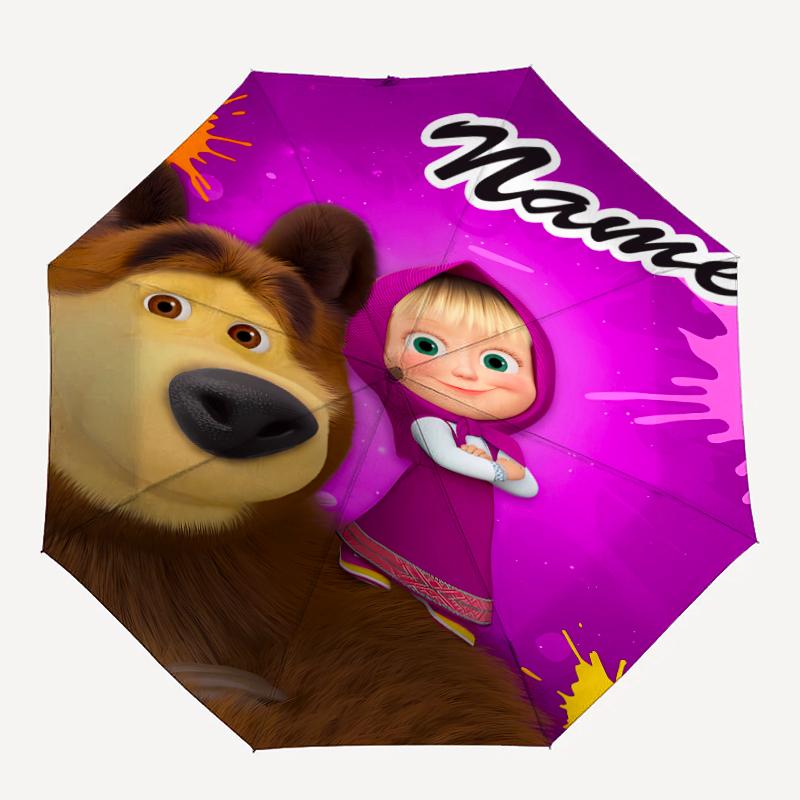 Personalized Name M-Masha and the Bear Print Umbrella - Automatic Open/Close, Eight-Rib Durable Frame, Automatic Folding Umbrella