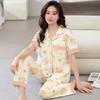 Пижама женская летняя новая из искусственного хлопка, с простым цветочным принтом, домашняя одежда для мамы, комплект большого размера