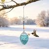 Backyard Bird Watching Gift Pine Cone Shape Glass Hummingbird Feeder with Butterfly/Dragonfly Decor, Outdoor Hanging Weatherproof Garden Ornament