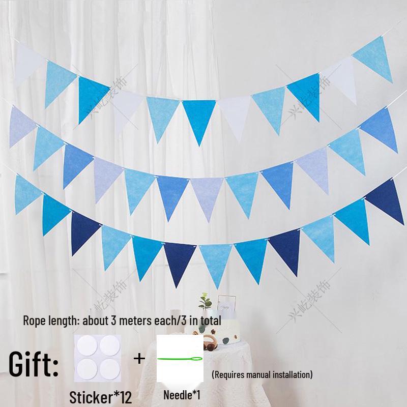 Yellow-Green Felt Pennant Bunting for Kids' Birthday or Kindergarten Decor