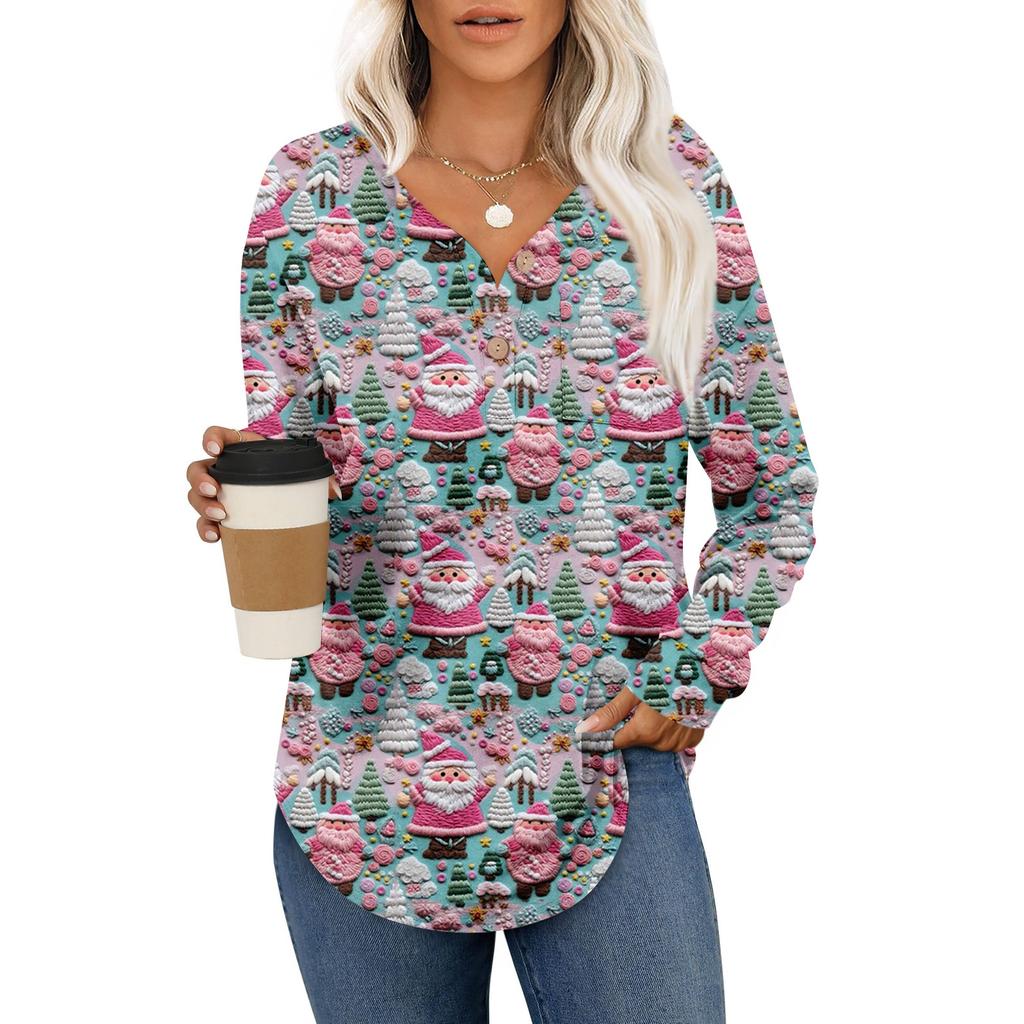 Women's Retro Printed Fashionable Long-sleeved Top