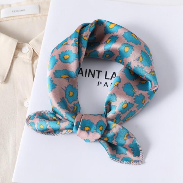 New Silk Scarf Square Women Fashion Dot Plaid Print Neckerchief Ladies Work Scarves Small Winter Foulard Bandana Hair Tie Band