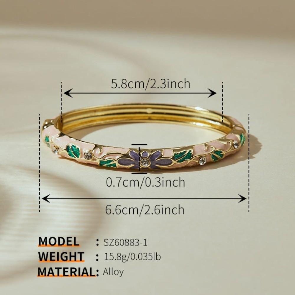 Enamel Vintage Cloisonne Bangle Traditional Women's Hand Bracelet Handicraft Flower Bangle Girls