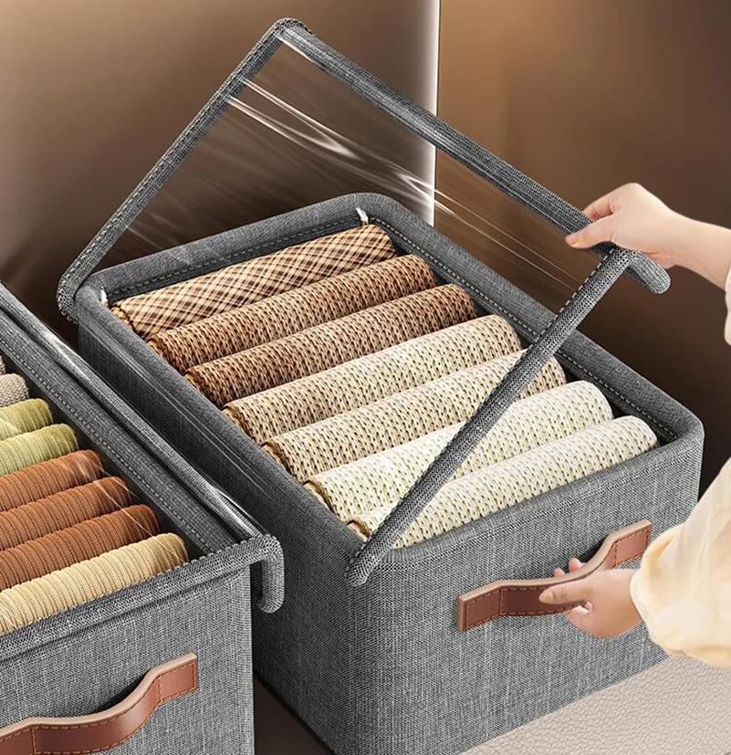 Clothes And Pants Storage Box Household Fabric Drawer Wardrobe Foldable Wardrobe Storage And Organizer With Steel Frame