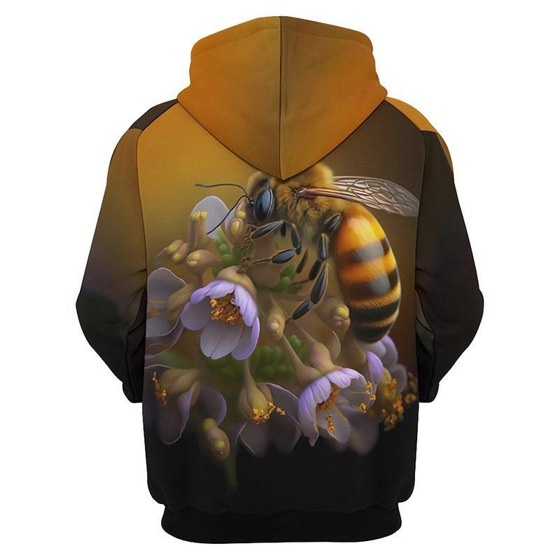 Cute Bee Pattern Hoodies Fashion Spring Autumn Mens Funny 3D Printed Long Sleeve Hoodie Casual Oversized Harajuku Pullovers