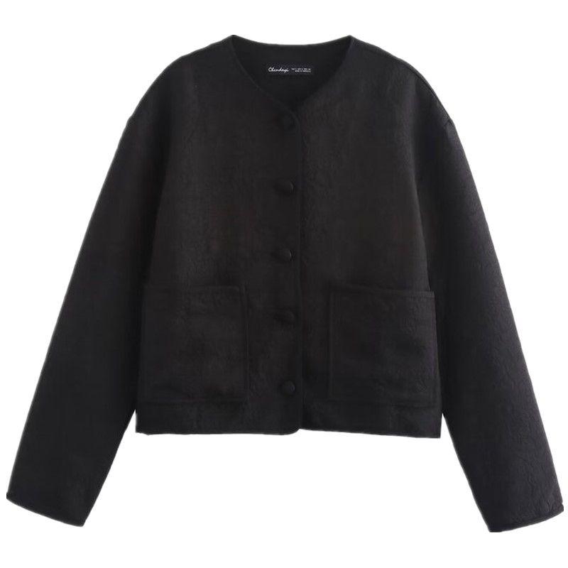 Fashion Style 2024 Autumn New Women's Brocade Round Neck Long Sleeves Casual Short Suit Outwear 1165233