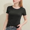 Весенне-летняя женская мода, однотонные футболки, футболка с v-образным вырезом и короткими рукавами