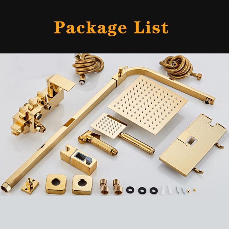 Роскошный золотой душевой набор 4 в 1 с распылителем, смеситель для ванной комнаты, смеситель для холодной и горячей воды, душ из нержавеющей стали