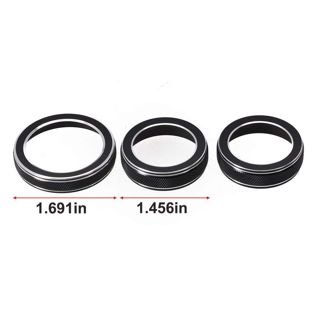 3pcs For Jeep Grand For Cherokee 2014-2021 Car Air Condition Volume Radio Switch Knob Decorative Ring Sticker AC Control Trim
