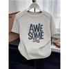 New line front shoulder cotton short-sleeved t-shirt women's slim and thin gray bottoming shirt top summer t-shirt