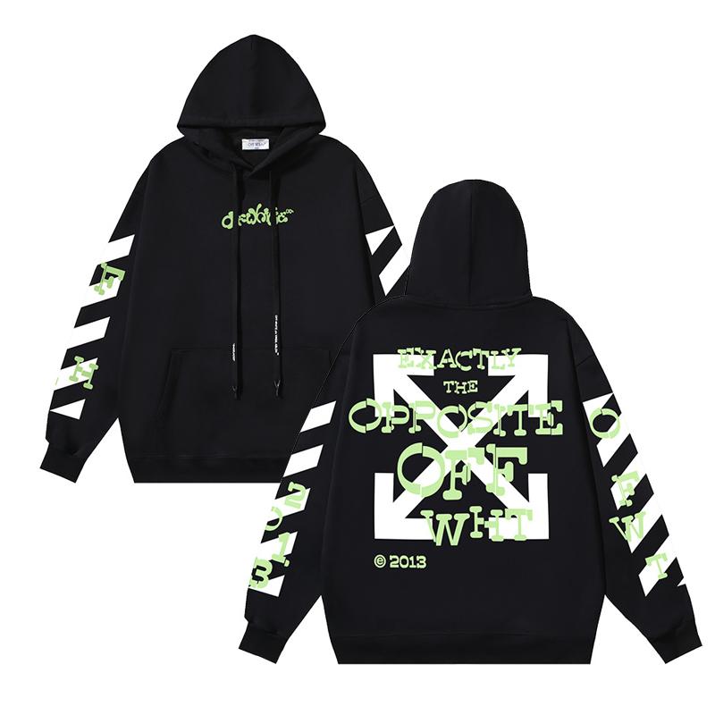 1113 Off-White 2026 Autumn and Winter New OW Fluorescent Letter Arrow Pullover Men's and Women's Hooded Sweatshirt Sweatshirt