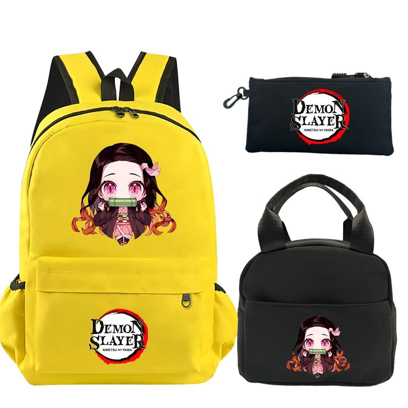 3 шт./компл. рюкзак «Убийца Демонов» с принтом, сумка для обеда, пенал для подростков, детский школьный рюкзак для девочек и мальчиков